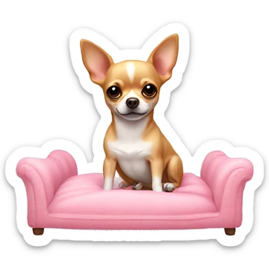 chihuahua lying in a pink bed on a winter day  sticker