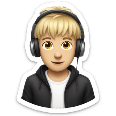 boy with fringe hair and headphones music producer sticker