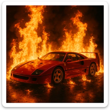 Ferrari F40 in fire sticker