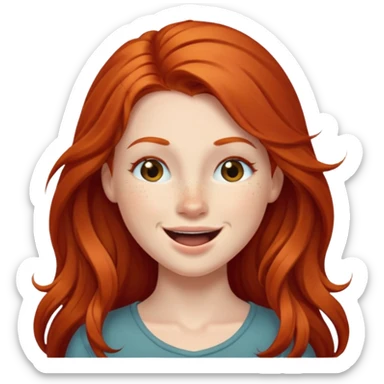 Excited long haired redhead winking sticker