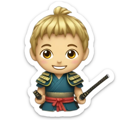 happy samurai kid sticker