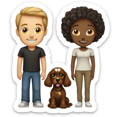 family: mim, dad, girl and cocker spaniel: black and brow sticker
