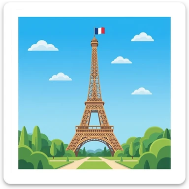 Eiffel Tower with France flag on top no background sticker