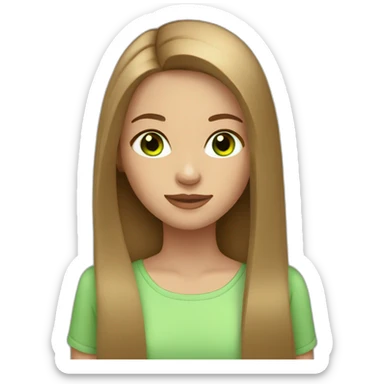 girl long straight hair light brown green eyes sticker