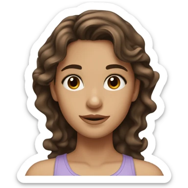 A brunette girl with brown eyes with wavy hair ios 18 emoji sticker