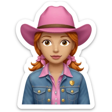 ginger cowgirl with pink hat sticker