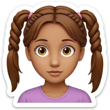 Tan skinned woman with brown hair in pigtails and hazel colored eyes. sticker