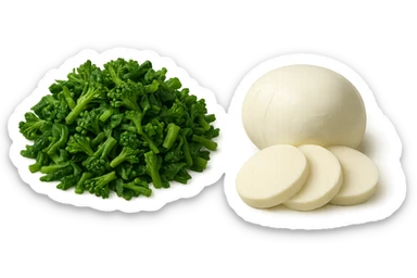broccoletti sminuzzati accanto a mozzarelle sticker