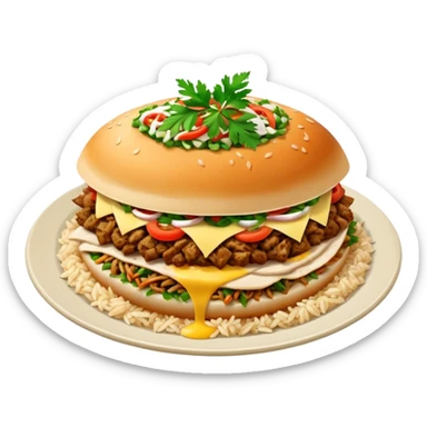 rice topped with döner sticker