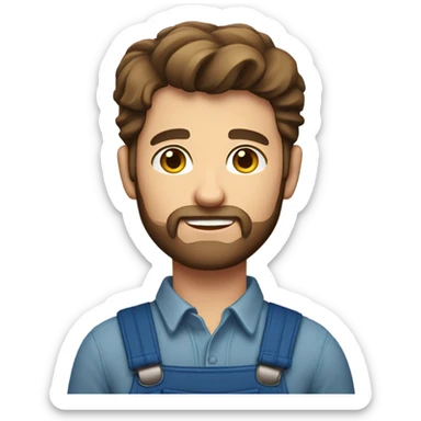 A male farmer, fair and short thin beard (brown hair and blue eyes ) sticker