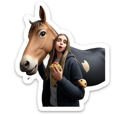 girl with food and animal sticker