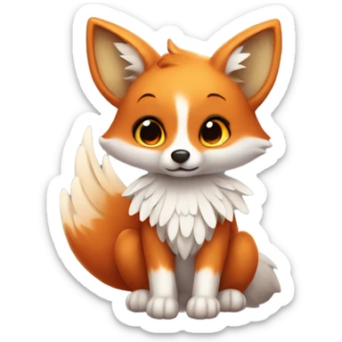 very cute fox with angel wings  sticker