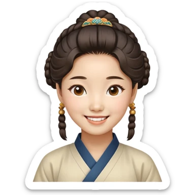 A smiling Korean girl with traditional Korean hairstyle sticker