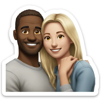 Hyper Realistic beautiful model couple hug with warm smiles sticker