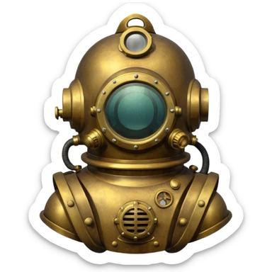 Classic brass diving helmet with diver suit sticker