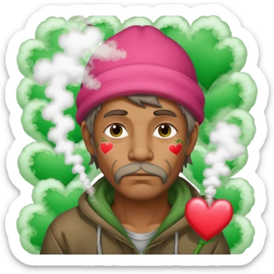 Homeless man with Valentine’s Day decor smelly and ugly  white and green smoke  sticker