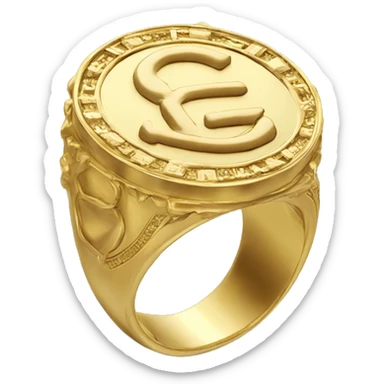 Gold sovereign ring with big G on top sticker