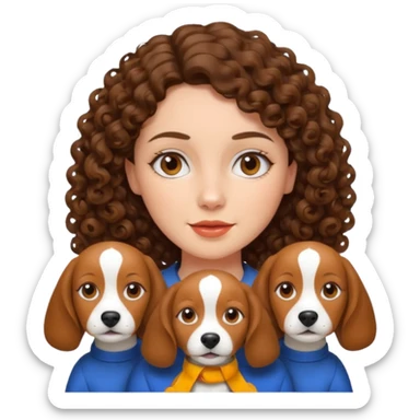 brunette curly hair woman with two beagles sticker
