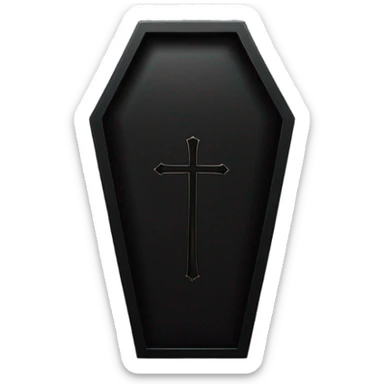 a black coffin with a cross sticker