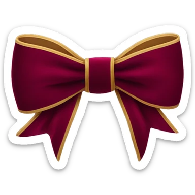 A small burgundy velvet bow with crisp folds and long tails. sticker