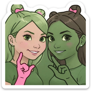 blonde girl and brunette girl pinky promise sticker