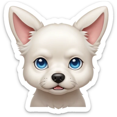 Angry Blue eyed small white dog floppy ears  sticker