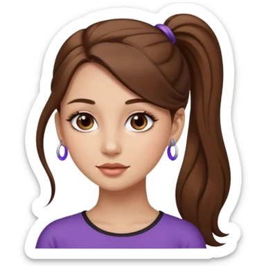 pretty girl brown long hair makeup ponytail sticker