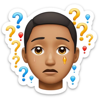 Agony with tears and question marks sticker