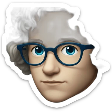 closeup of a young beethoven with blue glasses sticker
