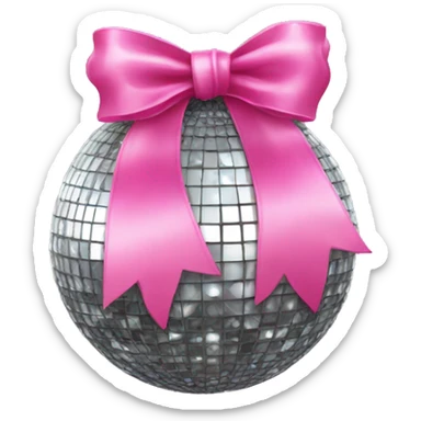 Disco ball with a pink bow on top sticker