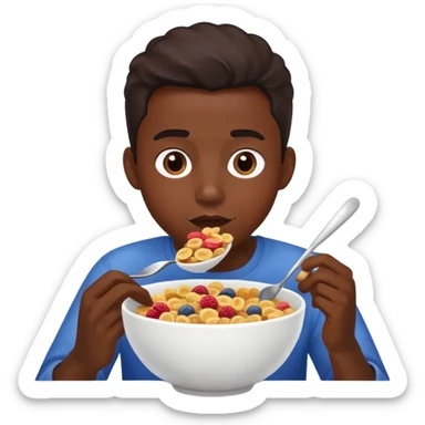 Una persona de tez oscura comiendo cereales sticker