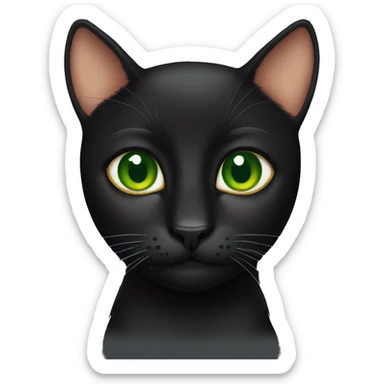 Black cat with ginger spots and green eyes sticker