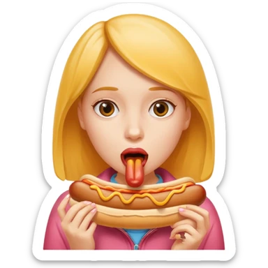 Girl hotdog inside mouth sticker