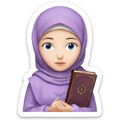 Turkish beautiful finish Konya girl blue eyes with hijab and lilac dress have Quran  sticker