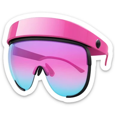 extra bulky pink visor sunglasses, ultra thick Y2K style, maximum chunky design sticker