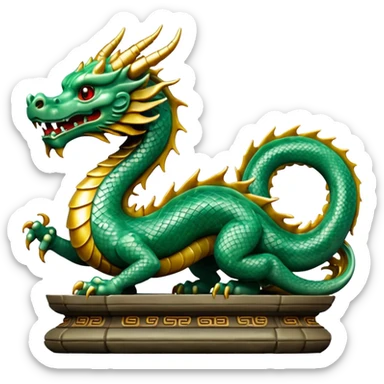 A dragon statue in the style of ancient China made of jade sticker