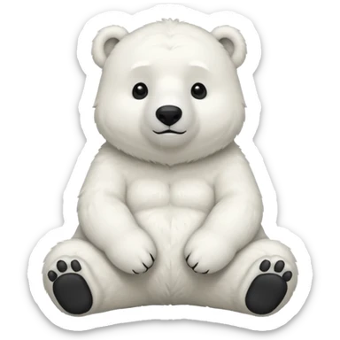 full body polar bear sitting, simple, white fur, cute face sticker