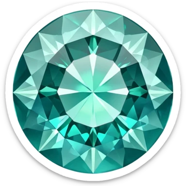 Round cut grandidierite gemstone with blue-green color and brilliant facets sticker