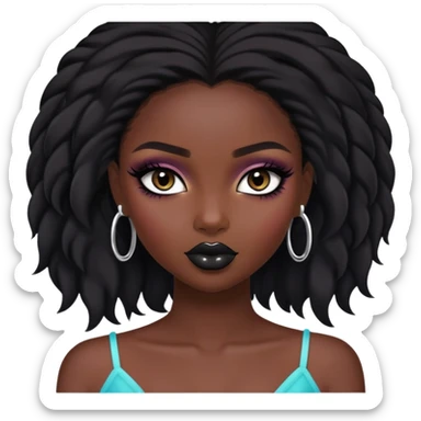 african beauty, dark black people hair, pretty eyes, pretty black makeup, pretty bratz baddie sticker