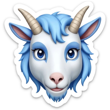 White female-Shameful-gorgeous-blue goat sticker