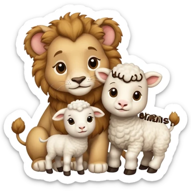 Lion and lamb cute sticker
