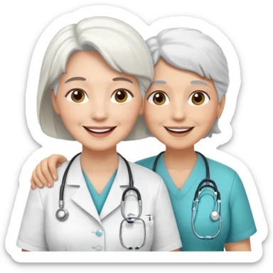 Quiero una imagen de cuidados paliativos una enfermera cuidando a una anciana sticker