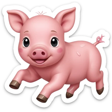 Baby Running Piglet – small pig dashing with tiny hooves lifted sticker