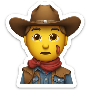 cowboy emoji holding fake face sign while actually sad sticker