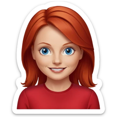 Geri Halliwell blue eyes, red hair, red outfit sticker