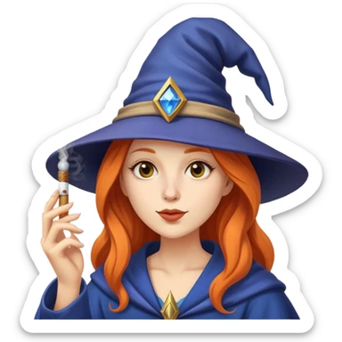 female wizard smoking joint sticker