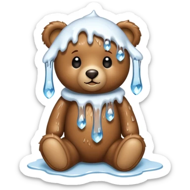 Teddy bear with icicles on her body  sticker