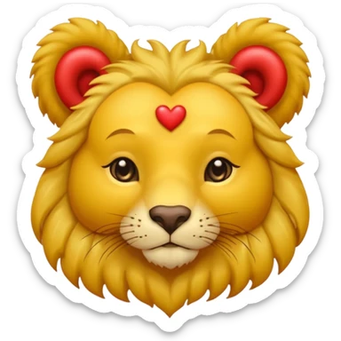 León con corazones en el ojo sticker