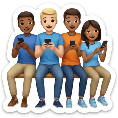 group of friends playing a game on their cell phone sticker