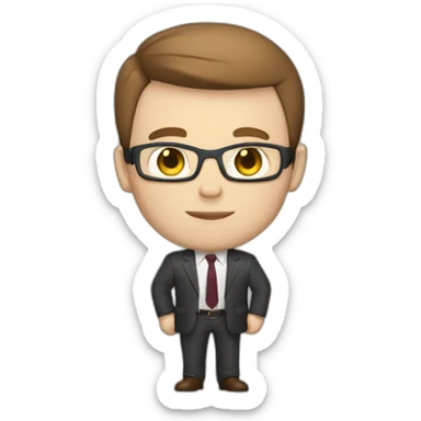 business man as hero brown short hair white skin full body sticker